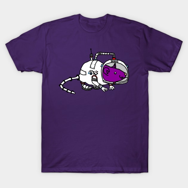 Astronaut Space Commander Sci Fi Purple Rat T-Shirt by ellenhenryart